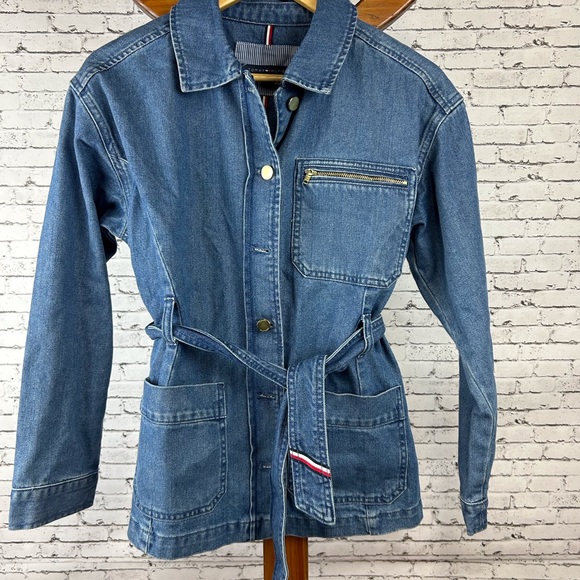 Tommy Hilfiger | Blue Jean Jacket coat with Belted Waist size S - Picture 2 of 4